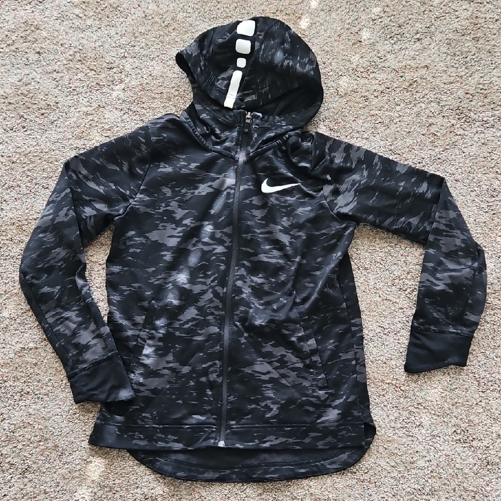 Nike Black and Gray Camouflage Hoodie